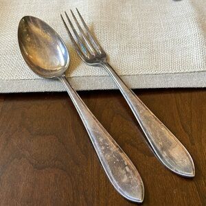 SOLA 90 Contemporary Swiss maker silver plate set of 2 serving fork & spoon